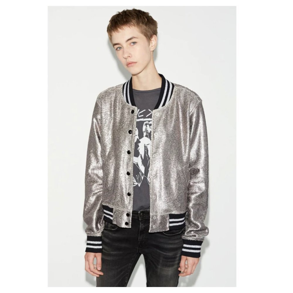 R13 Shrunken Metallic Roadie Jacket